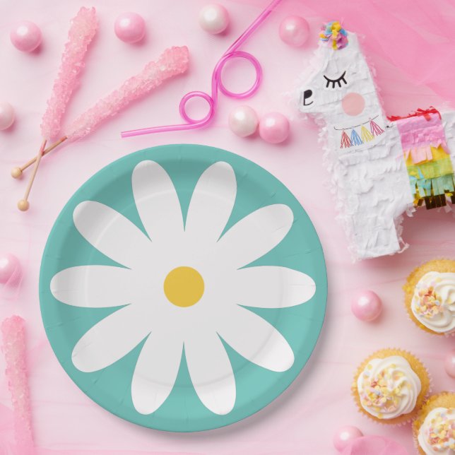 60s 70s retro flower paper plate (Party)
