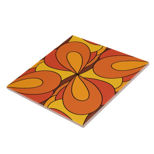 60s 70s retro pattern ceramic tile (Side)