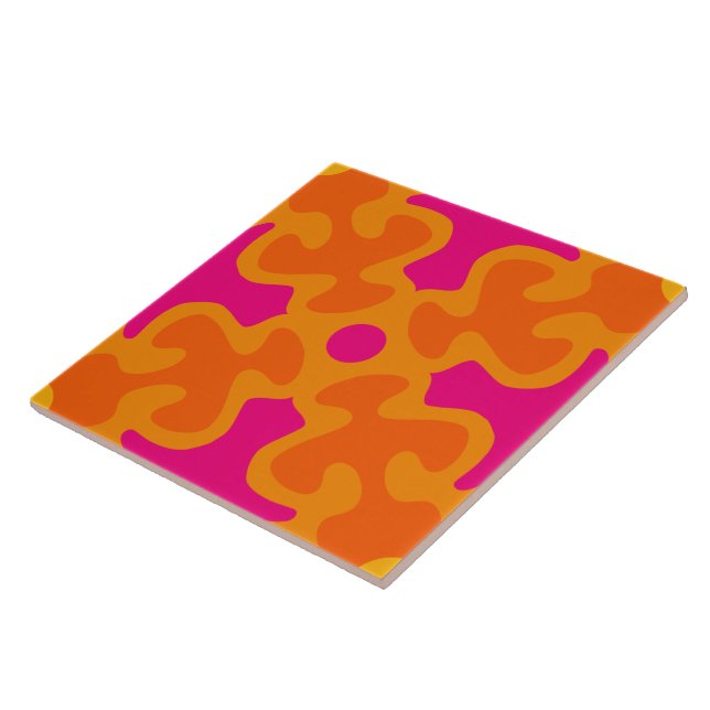 60s 70s retro pattern ceramic tile (Side)