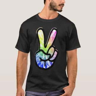 60s 70s Tie Dye Peace Hand Sign   Hippie T-Shirt