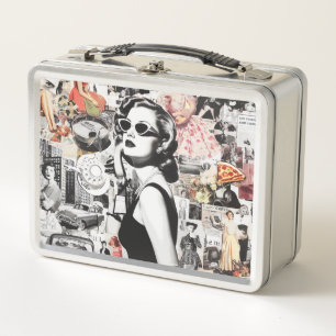 60s Abstract Collage Metal Lunch Box