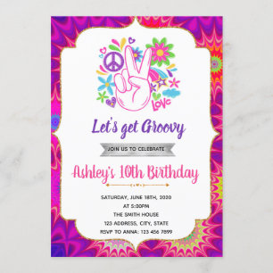 60s birthday theme invitation