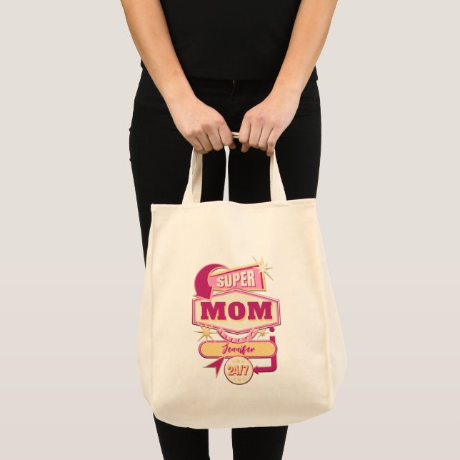 60s Diner Style Super Mum Diner Sign Tote Bag (Front (Product))
