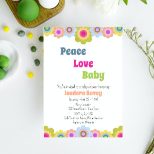 60s Flower Power Baby Shower Invitation