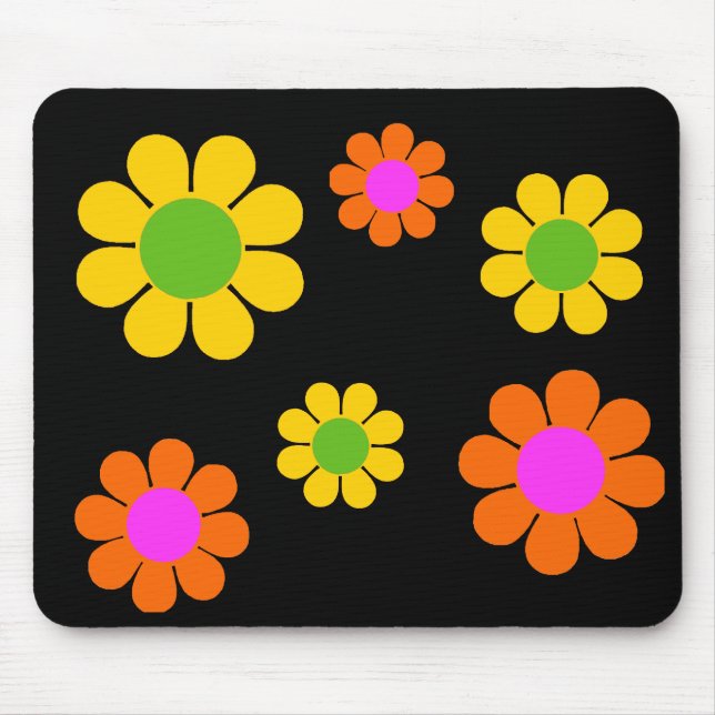 60s Flower Power Mouse Mat (Front)