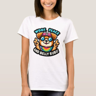 60s Fun Hippie "Dog Peace and Belly Rubs" T-Shirt