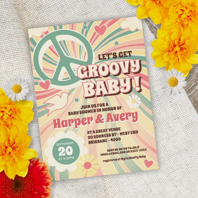 60s Hippie Party Baby Shower Invitation (Creator Uploaded)