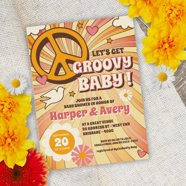 60s Hippie Party Baby Shower Invitation (Creator Uploaded)