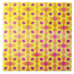 60s Inspired Distressed Yellow Retro Summer Tile
