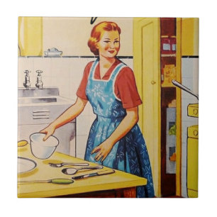 60s Lady in the kitchen l Retro Tile