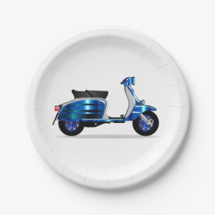 60s Motor Scooter Paper Plate