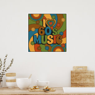 60s Music Retro Color Palette for Music Lovers Poster