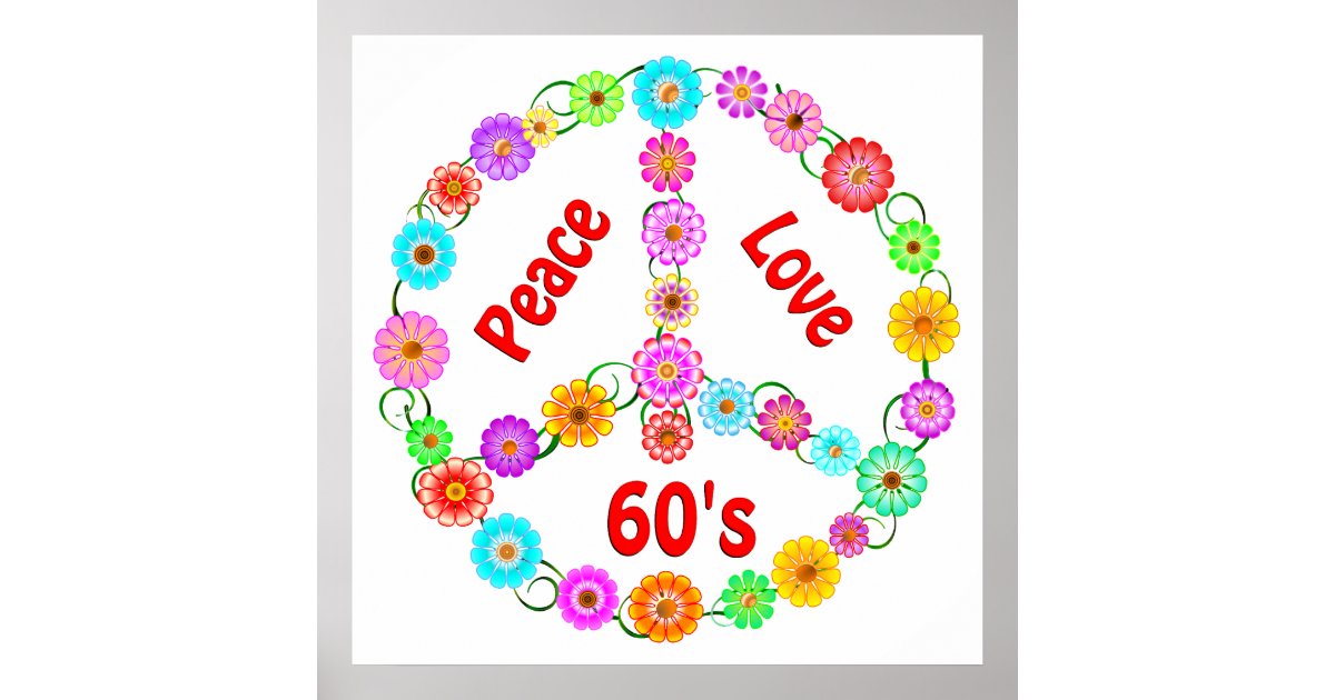 60s Peace Love Poster Zazzle