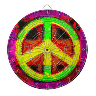 60's Peace Sign Retro Art Dart Board