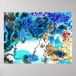 60s Peter Max style colourful watercolor Profiles Poster