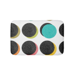 60s Polka Dots: Decorative Vintage Cheer. Bath Mat