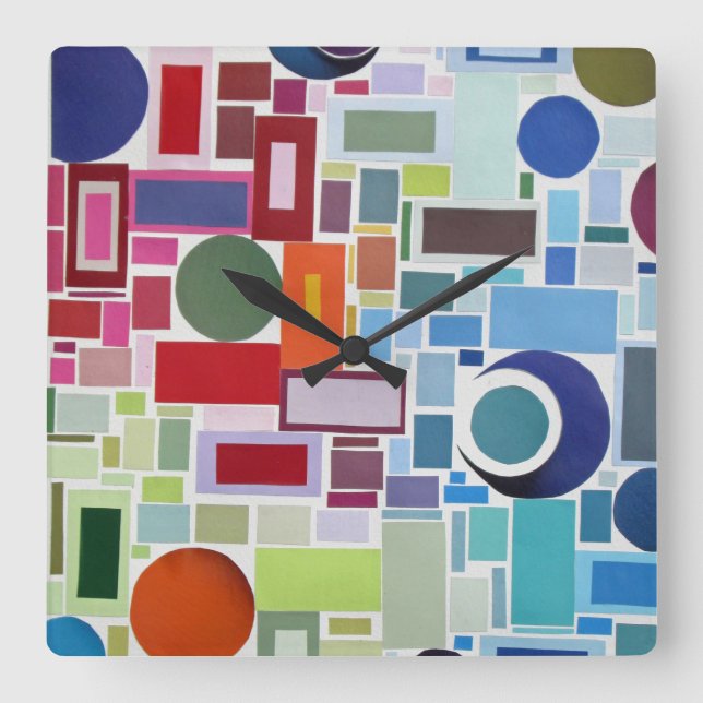 60's Retro Disco Colour Chart Collage Abstract Square Wall Clock (Front)