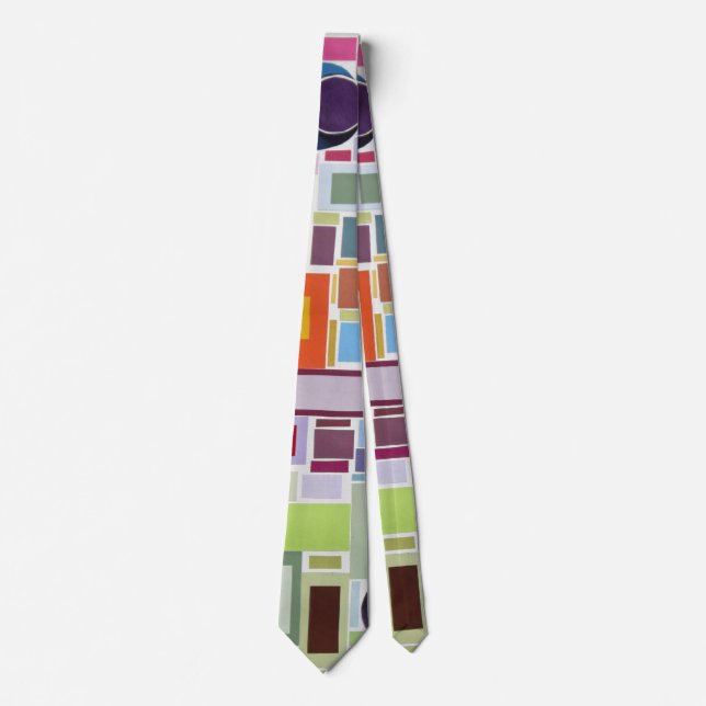 60's Retro Disco Colour Collage Mosaic Abstract Tie (Front)