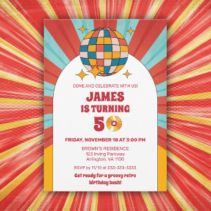 60s Retro Hippie Flashback 50th 60th Birthday Invitation
