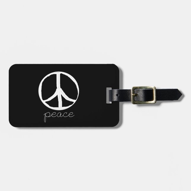 60s Retro Peace Sign Luggage Tag (Front Horizontal)
