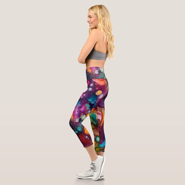 60s Retro Tye Die 70s Hippy Capri Leggings (Left)