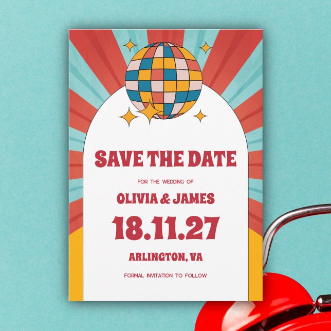 60s Retro Vinyl Music Wedding Save The Date Invitation (Creator Uploaded)