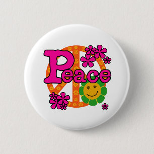 60s Style Peace 6 Cm Round Badge