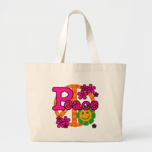 60s Style Peace Large Tote Bag