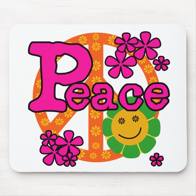 60s Style Peace Mouse Mat (Front)