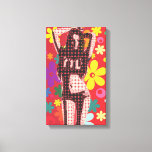 60s theme flower child retro pop art canvas print<br><div class="desc">A cool themed retro pop art print featuring a 60s / 70s theme with a flower child against a flowery colourful brightly coloured background.  Perfect for your vintage retro decor or hippy  psychedelic style room.</div>