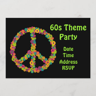 60s theme flower power party invitation