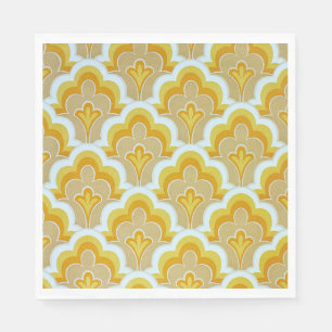 60's vintage mustard yellow patterned  napkin