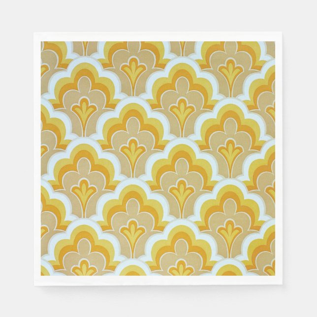 60's vintage mustard yellow patterned  napkin (Front)