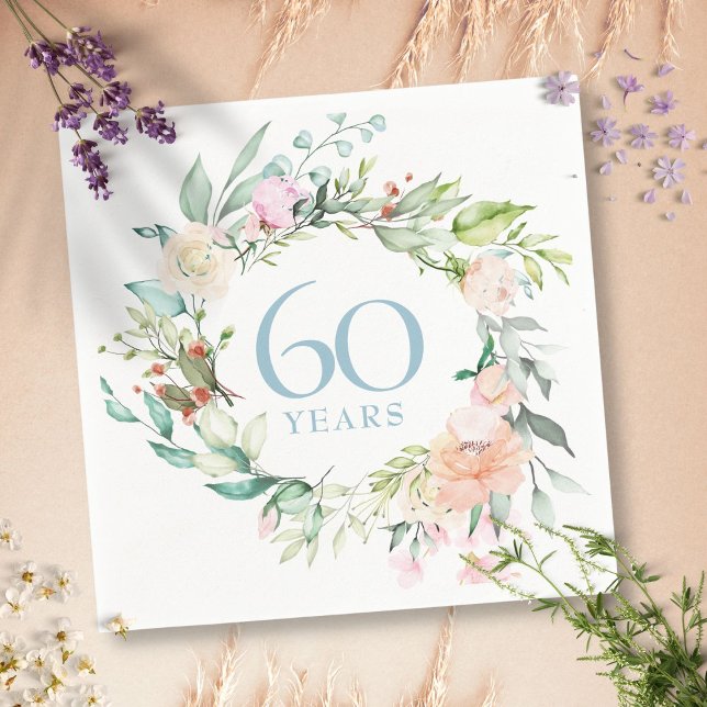 60th / 75th Anniversary Country Roses Floral Napkin (60th / 75th Anniversary Country Roses Floral Napkins)