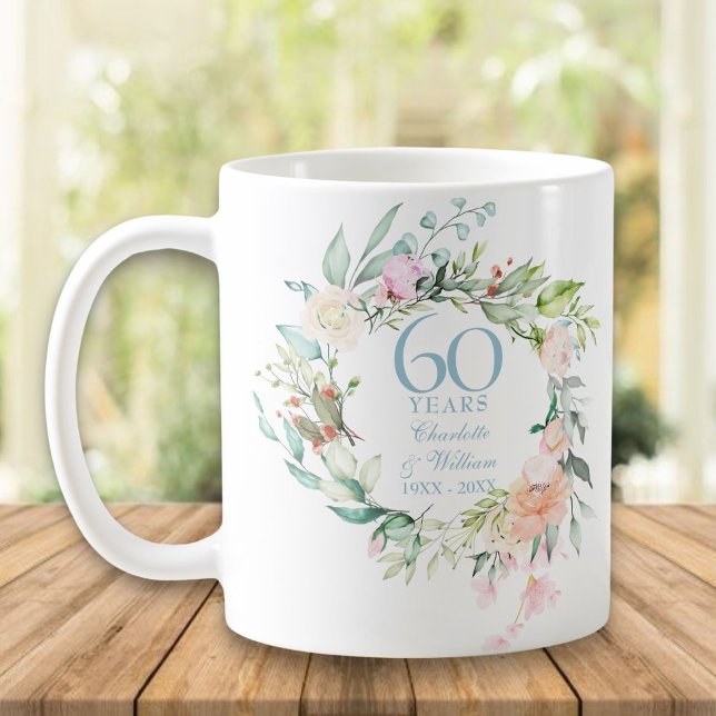 60th / 75th Anniversary Country Roses Garland Coffee Mug (Creator Uploaded)