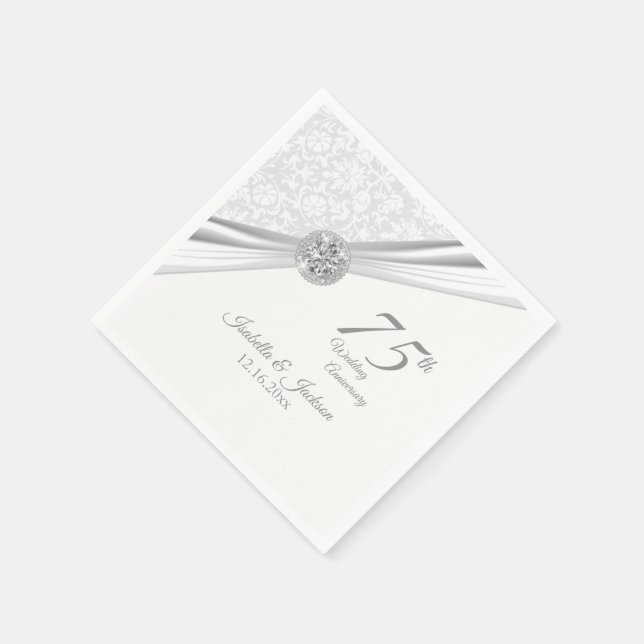 60th / 75th Diamond Wedding Anniversary Napkin (Corner)