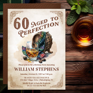 60th Aged to Perfection Scotch Birthday Party  Invitation