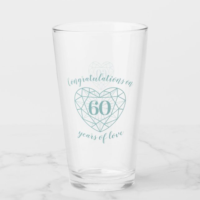 60th anniversary 60 years diamond custom glass (Front)