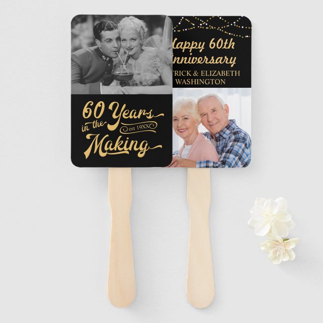 60th Anniversary 60 Years in the Making 2 Photo Hand Fan (Front and Back)