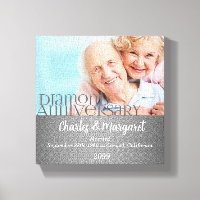 60th Anniversary 8x8 Personalised Photo Canvas Print (Front)