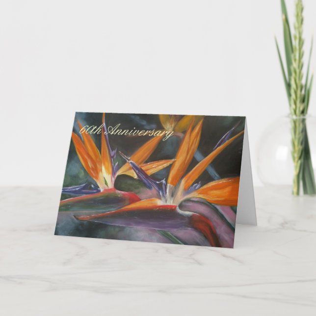 60th Anniversary Card with Bird of Paradise (Front)