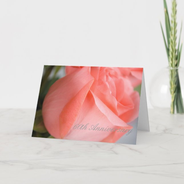 60th Anniversary Card with Peach Roses (Front)