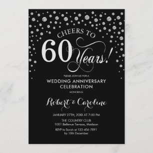 60th Anniversary Celebration - Silver Black Invitation