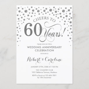 60th Anniversary Celebration - Silver White Invitation