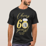 60th Anniversary Cheers to 60 Years Wedding Photo T-Shirt<br><div class="desc">Congratulations and cheers to 60 years! The perfect casual attire for your 60th anniversary party. Personalised with names and dates and a photo,  this t-shirt would make a wonderful 60th diamond wedding anniversary gift.</div>
