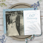 60th Anniversary Diamond Confetti Wedding Photo Invitation<br><div class="desc">Personalize with your favourite wedding photo and special 60th diamond anniversary celebration details in chic diamond blue typography. The reverse features love heart confetti. Designed by Thisisnotme©</div>