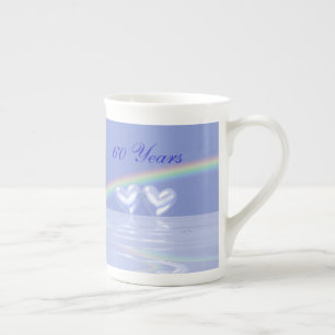 60th Anniversary Diamond Hearts Bone China Mug