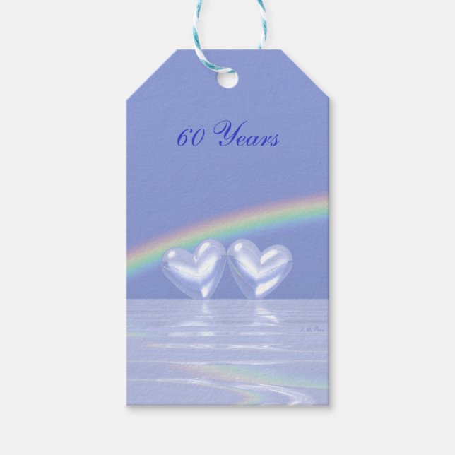 60th Anniversary Diamond Hearts Gift Tags (Front)