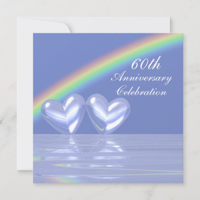 60th Anniversary Diamond Hearts Invitation (Front)