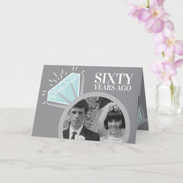 60th anniversary diamond ring now then photo card (Orchid)